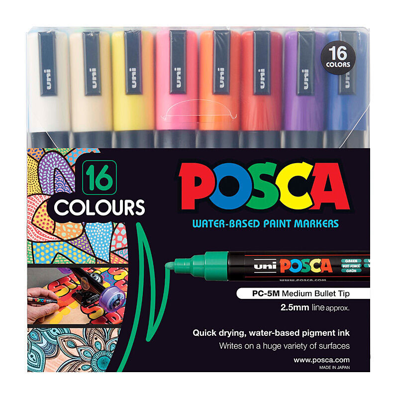 Posca PC-5M MedBlt Mk Ast Pk16