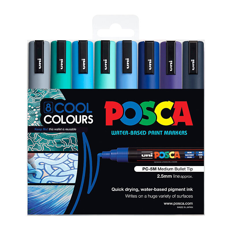 Posca PC-5M Med Blt Cool Pk8