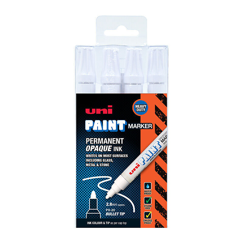 uni Paint Mrk PX20 Wht Ind Pk4